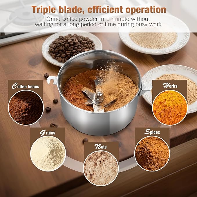 Electric Grain Mill Grinder - Swing Type 3500W 110V 2000g Commercial Spice Grinder,Suitable for Flour,Corn,and Coffee,Indian Spices,Herbs,Pepper(2000g)