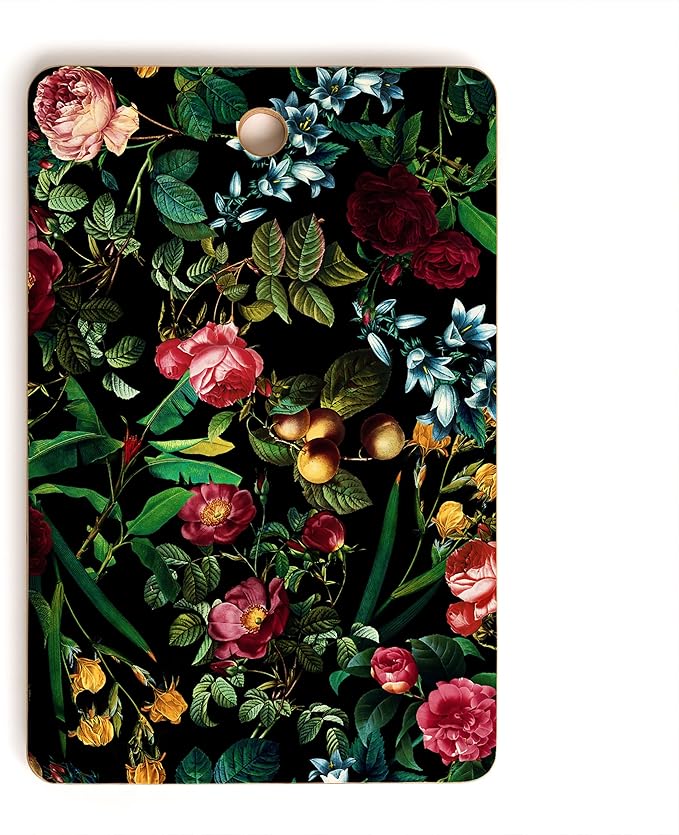 Society6 Bamboo Cutting Board- Kitchen Decor by Burcu Korkmazyurek - Unique Cutting Boards for Kitchen, 16" x 10.5" x 0.5", Floral Jungle