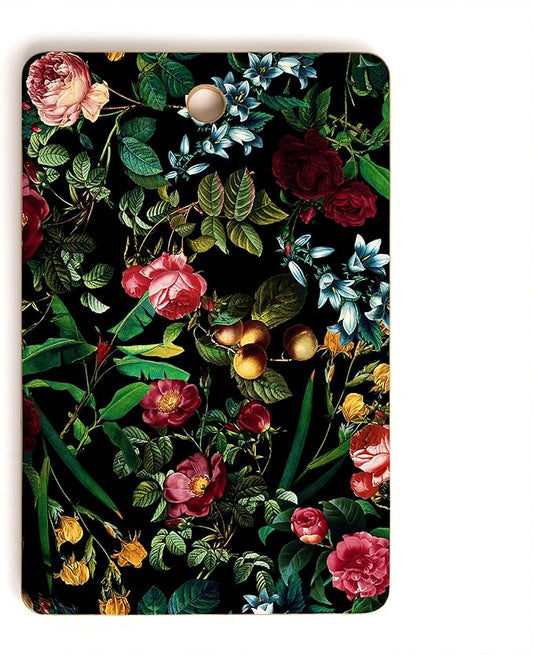 Society6 Bamboo Cutting Board- Kitchen Decor by Burcu Korkmazyurek - Unique Cutting Boards for Kitchen, 16" x 10.5" x 0.5", Floral Jungle
