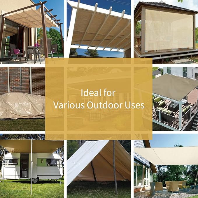 GUARD SHIELD Beige Tarp Heavy Duty Waterproof 12x24 Feet Outdoor Poly Tarps Cover Square Thick UV Resistant Canopy Tarpaulin with Grommets 10mil