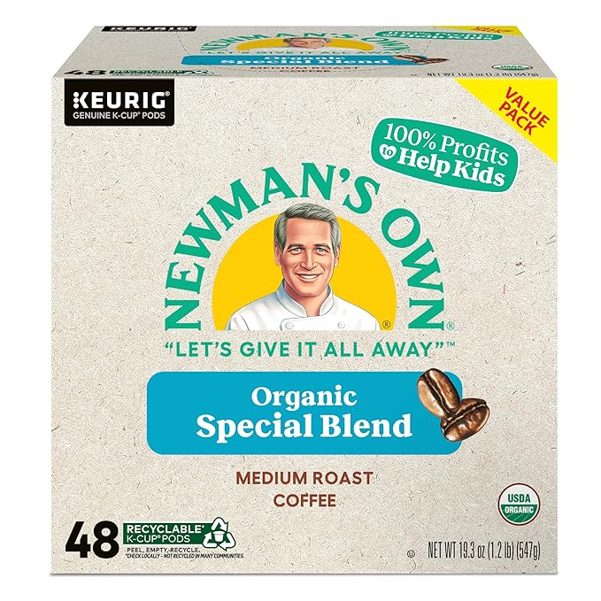 Newman's Own Organics Special Blend, Single-Serve Keurig K-Cup Pods, Medium Roast Coffee Pods, 48 Count