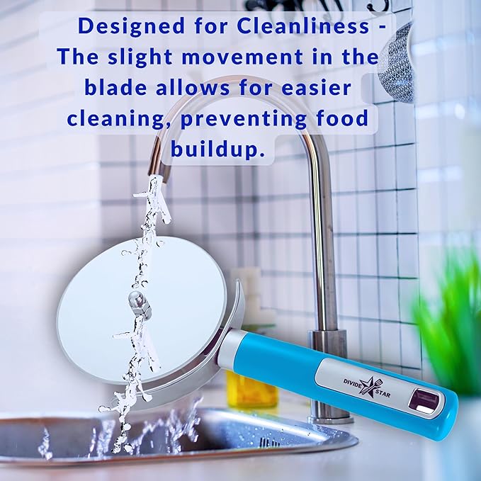 Pizza Cutter Wheel 4” – Sharp Stainless Steel Blade for Effortless Slicing – Ergonomic Grip, Dishwasher Safe – Professional Pizza Slicer for Thick Crust, Flatbreads, Dough – DIVIDESTAR (Blue)