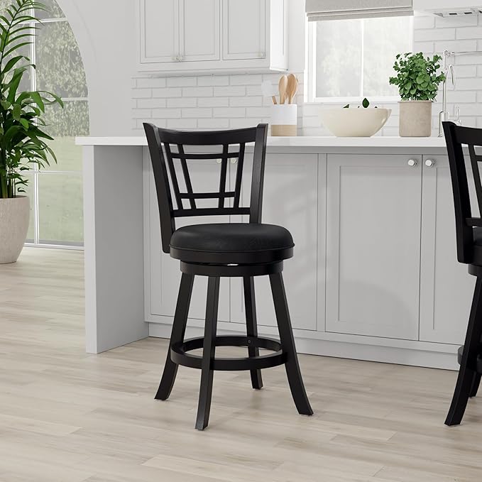 Hillsdale Fairfox 24.5" Wood Swivel Counter Height Stool, Black