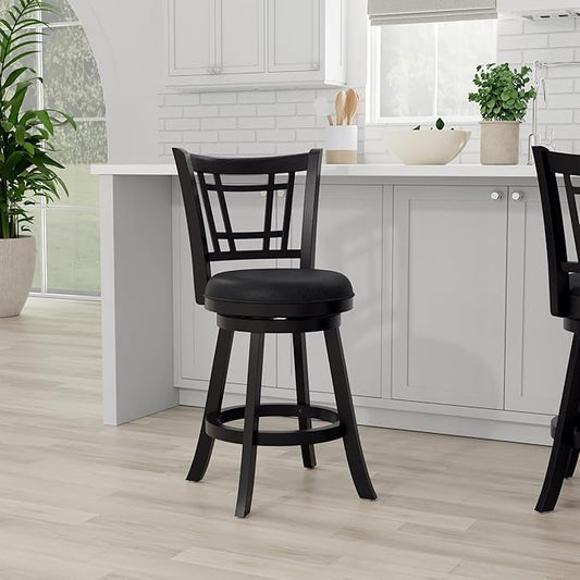 Hillsdale Fairfox 24.5" Wood Swivel Counter Height Stool, Black