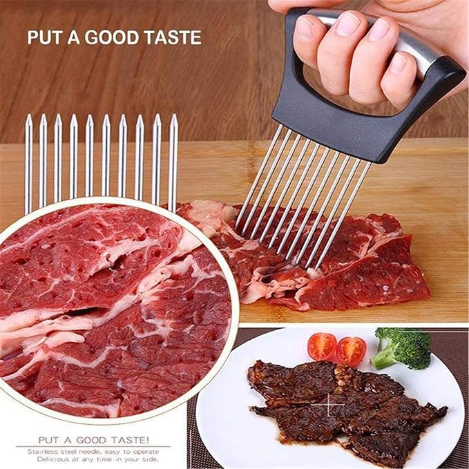 2Pack Onion Slicer, Food Slice Assistant Onion Holder Slicer, Kitchen Gadgets - Stainless Steel Vegetable Holder Cutting Kitchen Gadget Tomato Peeler