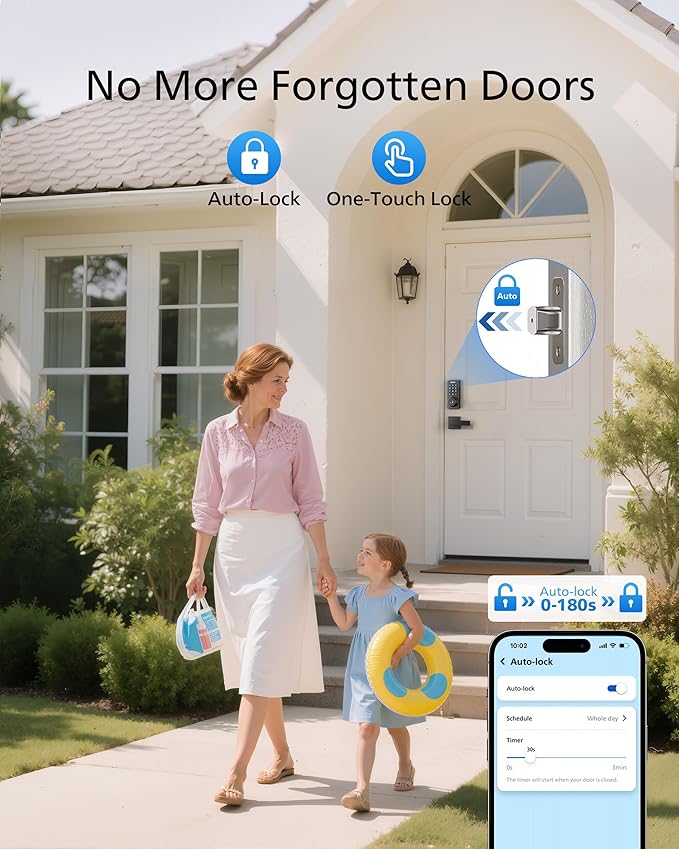 Philips WiFi Keypad Door Lock with Handle, Built-in WiFi, APP/Voice/Fingerprint/Passcode/Key Unlock, Smart Lock for Front Door, Complete Front Door Lock Set, Keyless Entry, Digital Deadbolt, Auto-Lock