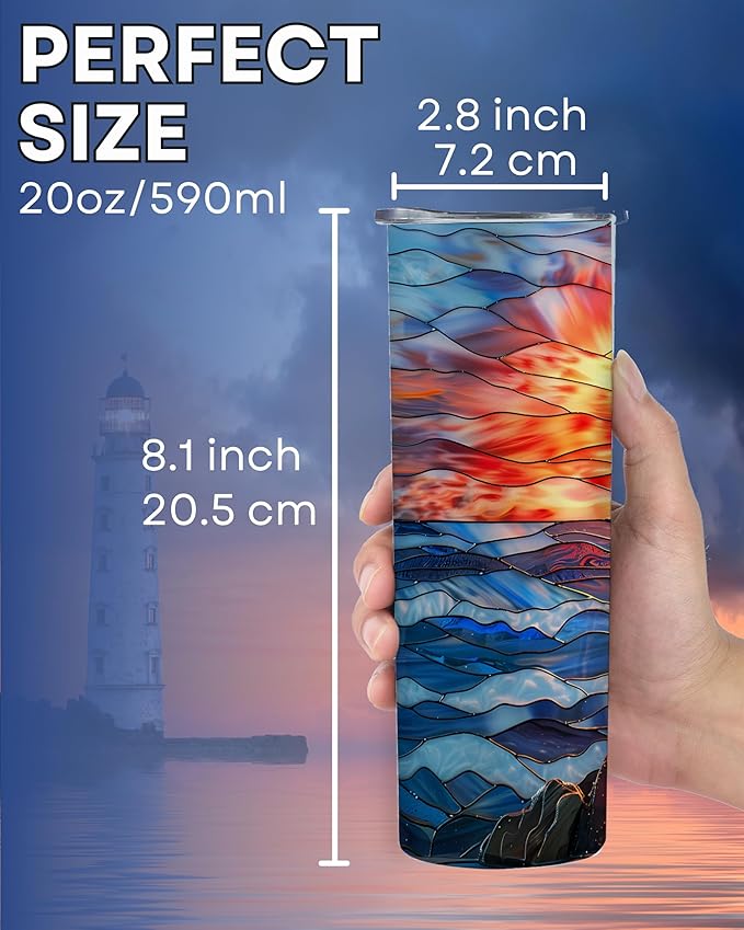 Onebttl Lighthouse Gifts for Lighthouse Lovers on National Lighthouse Day, Birthday and Chirstmas, 20 oz Insulated Stainless Steel Tumbler - GLASS