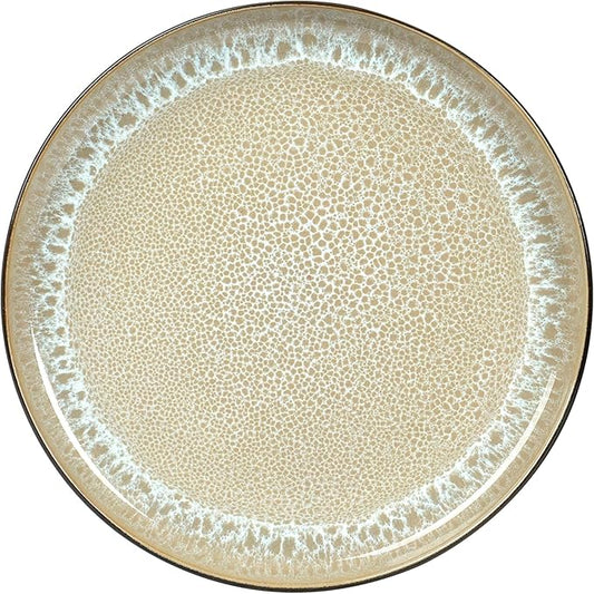 HomeVss 20-Piece Dinnerware Set - Serves 4, Reactive Glaze Bubble Beige Plates & Bowls Set | Microwave & Dishwasher Safe Dishes Set