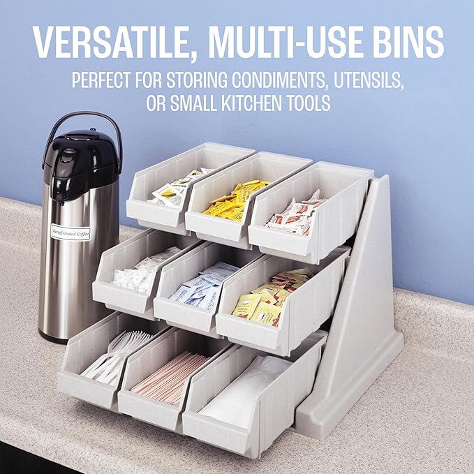 Cambro Versa - Self Serve Condiment and Utensil Bin - 9 Storage Bins - Ideal for Food and Coffee Condiments (Gray)