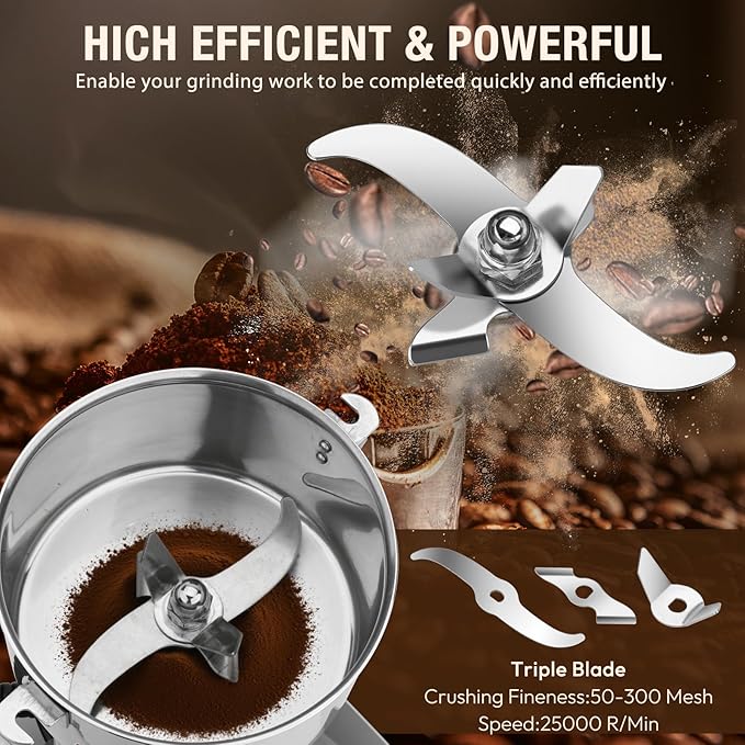Electric Grain Mill Grinder-800g 110V 3000W Performance Grain Mill,Suitable for Kitchen, Household,Commercial Use of Crushing Dry Grains,Spices,Herbs,Coffee,Corn,Pepper Grinder.(800g)