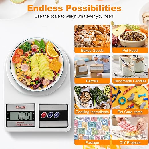 Digital Kitchen Scale 22lb/10kg Capacity, Stainless Steel Food Scale with oz/g Units | Replaceable Battery Power | Ideal for Meal Prep, Cooking, Baking