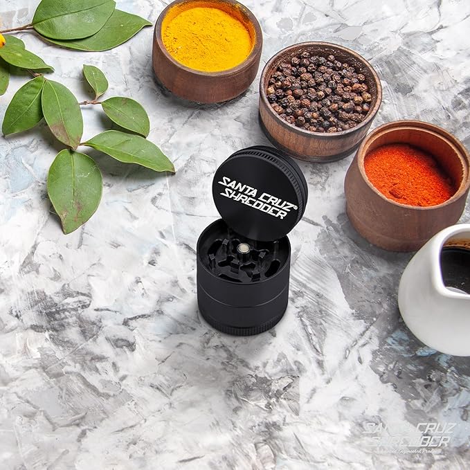 Santa Cruz Shredder Metal Spice Grinder Made in USA (Small (1.7 Inch), Black)