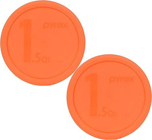 Pyrex 323-PC 1.5qt Orange Plastic Food Storage Lid, Made in USA - 2 Pack