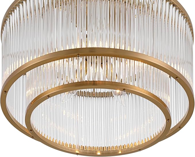 Possini Euro Design Warren 16 1/4" Modern Semi Flush-Mount Ceiling Light Fixture Kitchen Foyer Hallway Drum Round 5-Light Bronze Finish Crystal Bedroom Bathroom Entryway Living Room Indoor Small