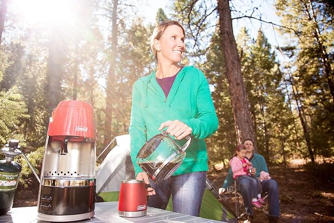 Coleman QuikPot 10-Cup Propane Coffee Maker, 4500 BTUs Brews 10 Cups in 18 Mins, Efficient Coffee Brewer for Camping, Hunting, Tailgating, & More, Dishwasher Safe