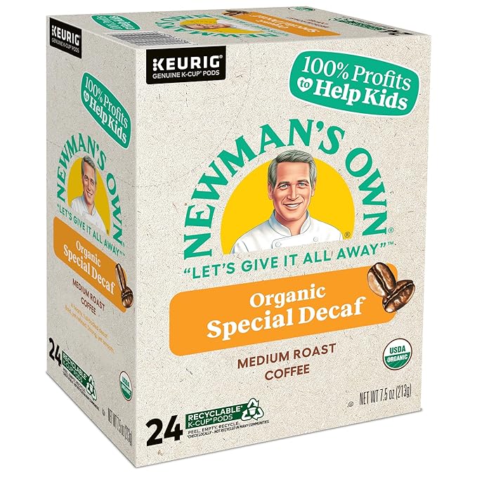 Newman's Own Organics Special Blend Decaf, Single-Serve Keurig K-Cup Pods, Medium Roast Coffee Pods, 96 Count
