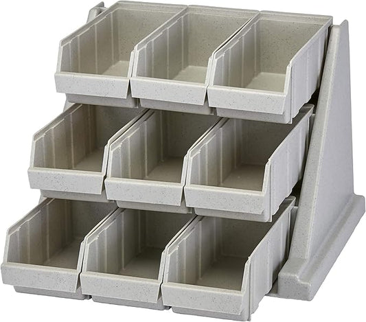 Cambro Versa - Self Serve Condiment and Utensil Bin - 9 Storage Bins - Ideal for Food and Coffee Condiments (Gray)