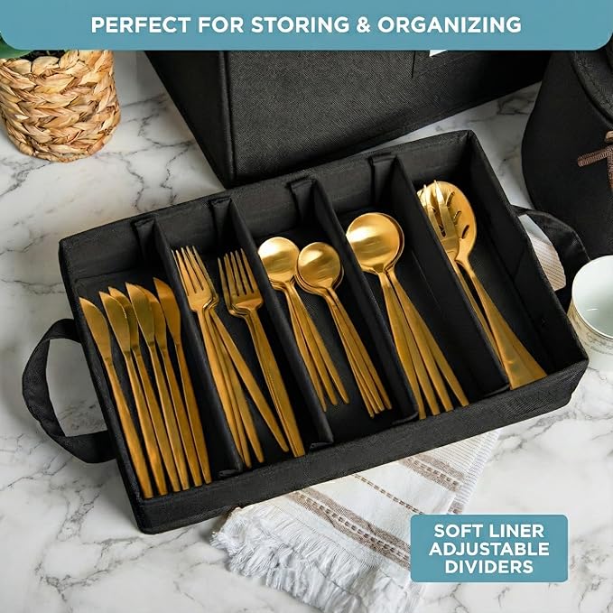 Hard Shell China Storage Containers 12-Piece Set Moving Boxes for Dinnerware, Glasses, Plates, Mugs and Saucers Sturdy Dish Organizer with Dividers for Seasonal Storage - Service for 12 - Black