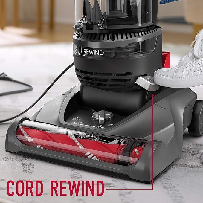 Hoover Rewind Pet Upright Bagless Vacuum Cleaner for Carpet and Hard Floors, Automatic Cord Rewind, Above Floor Cleaning Corded Vacuum Cleaners for Home Use