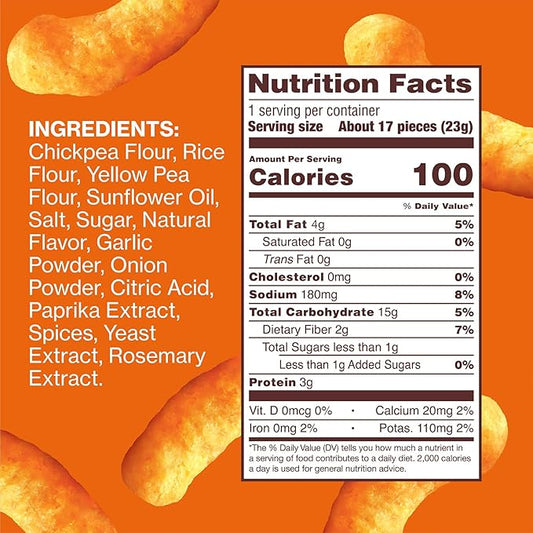 Hippeas Chickpea Puffs, Cheezy Vibes, 0.8 Ounce (Pack of 30), 3g Protein, 2g Fiber, Vegan, Gluten-Free, Crunchy, Plant Protein Snacks