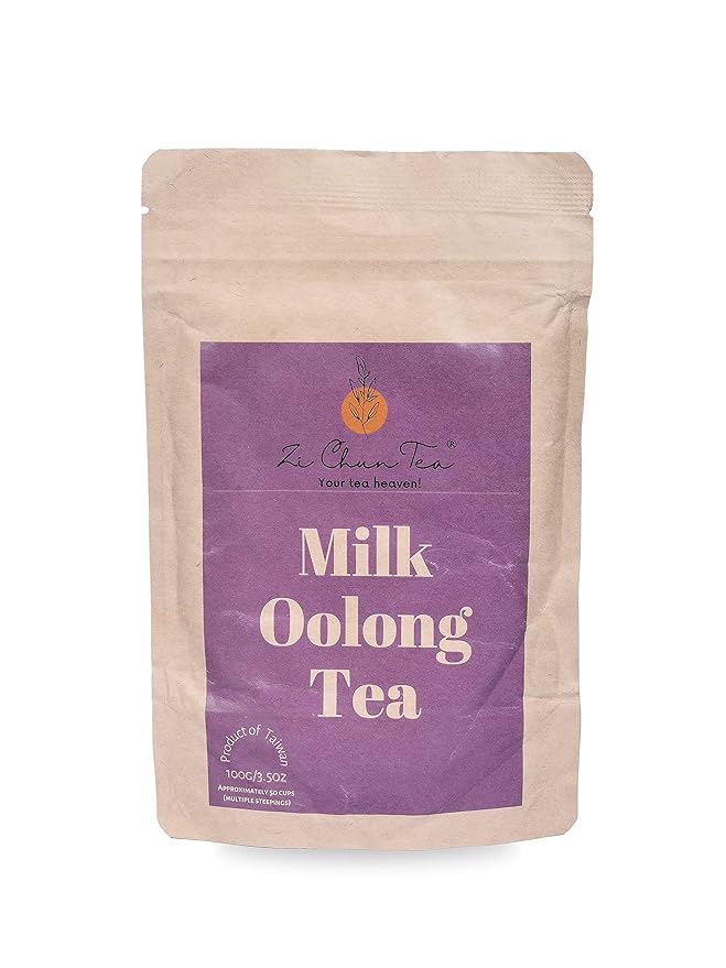 Zi Chun Tea - Milk Oolong Tea : Premium Loose Leaf High Mountain Oolong Tea from Taiwan : Vacuum Packed for Freshness : Organically Grown Jin Xuan with Great Creamy Nutty Taste and Aroma - 3.5 ounces