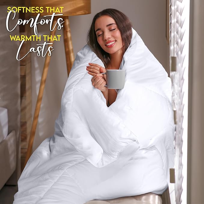 Utopia Bedding Comforter Duvet Insert, Quilted Comforter with Corner Tabs, Box Stitched Down Alternative Comforters Full Size (White, Pack of 2)