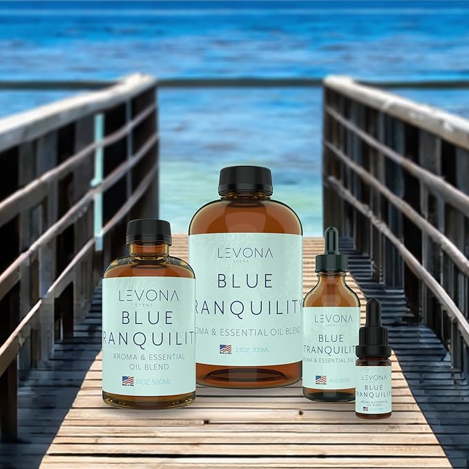 Levona Scent Essential Oil - Fresh Aroma for Home, Office, Hotel & Spa, Perfect in Humidifiers and Diffusers, Luxury Fragrance, with Coastal Breeze & Citrus Notes - 700ml/ 23 fl oz, Blue Tranquility