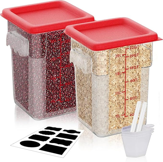22 QT Commercial Food Storage Containers: 2PCS [Sous Vide] [NSF Certified] Clear Sous Vide Container with Lids Scales Handles for Home Restaurant Kitchen Storage Dough Proofing New3