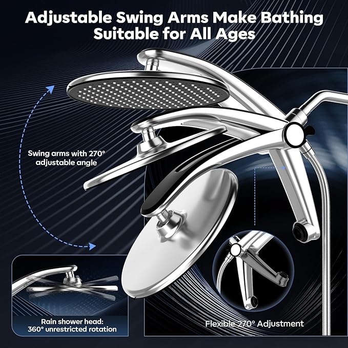 Shower Head with filtered Handheld High Pressure daul Shower Heads with Handheld Spray Combo and 10 Sprays Handheld Shower Head Detachable Shower head Built-in Magnetic Docking and Power Jets