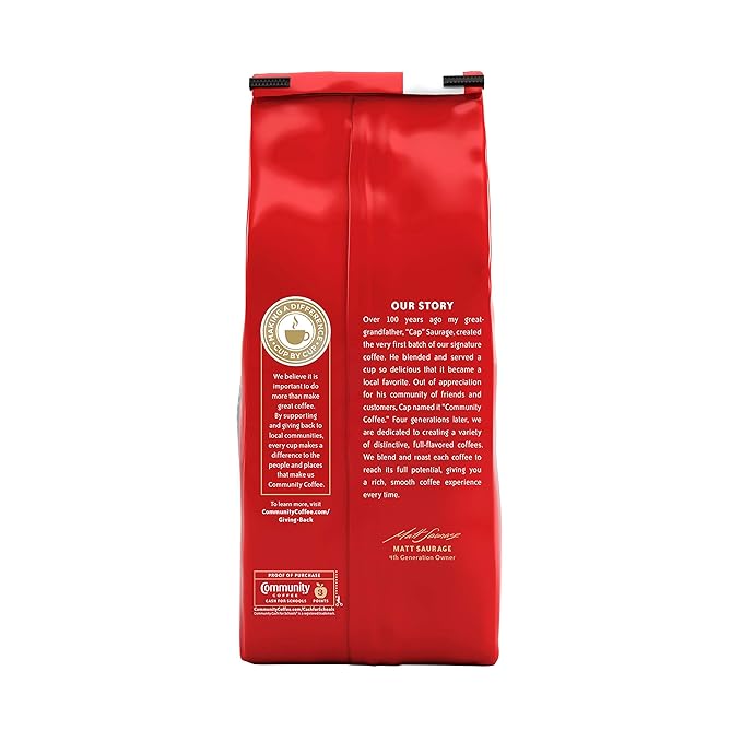 Community Coffee Coffee and Chicory Blend Coffee, Medium Dark Roast Ground Coffee, 32 Ounce Bag (Pack of 4)