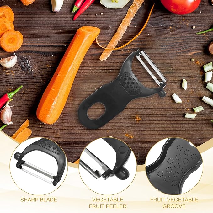 uxcell 2pcs Vegetable Peeler Set, 4.5 Inch Stainless Steel Potato Peeler for Apple Fruits Carrot Black