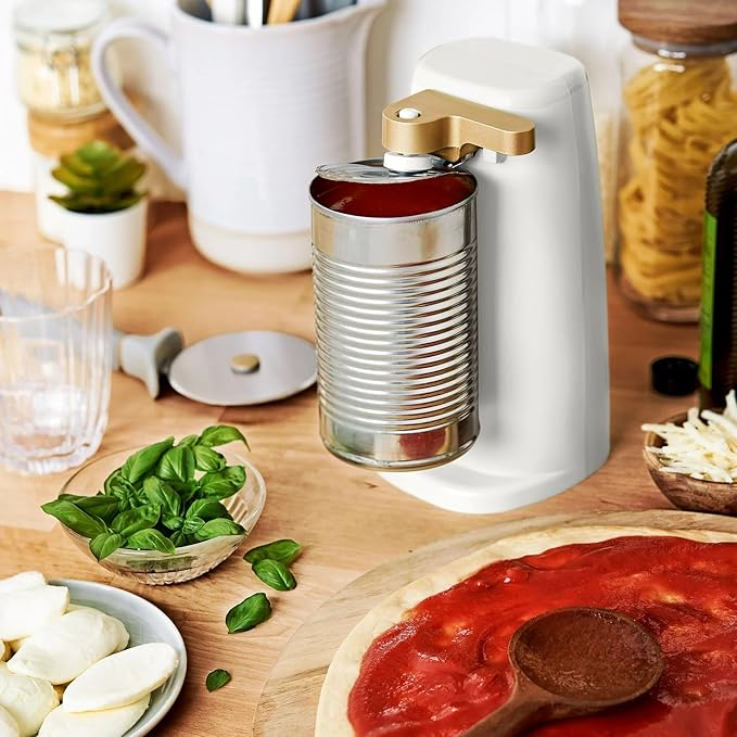 Beautiful Automatic Can Opener Kit, Hands-Free Electric Opener with Safety Auto-Stop & Magnetic Lid Catcher, Special Edition (White)