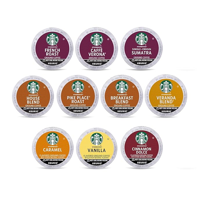 Starbucks K-Cup Coffee Pods, Starbucks Blonde, Medium, Dark Roast and Flavored Hot or Iced Coffee, Variety Pack, 40 Keurig Pods