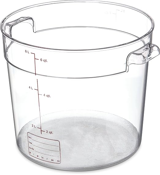 Carlisle FoodService Products Storplus Round Food Storage Container with Stackable Design for Catering, Buffets, Restaurants, Polycarbonate (Pc), 6 Quart, Clear, (Pack of 12)