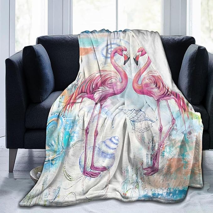 Flamingo Blanket Gifts for Girls Boys Beach Throw Cozy Plush Fleece Flannel Lightweight Fuzzy Party Blankets for Women Men 80"X60"