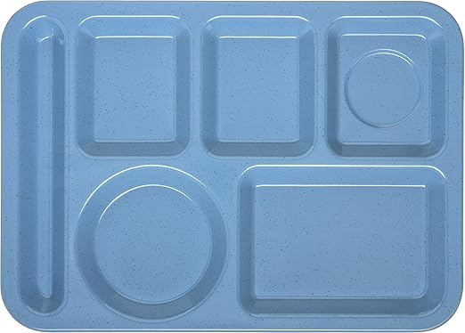 Carlisle FoodService Products Plastic Meal Tray Left-Handed Heavyweight Lunch Tray with 6-Compartments for Schools, Cafeterias, and Dining Halls, Melamine, 14 x 10 Inches, Sandshade