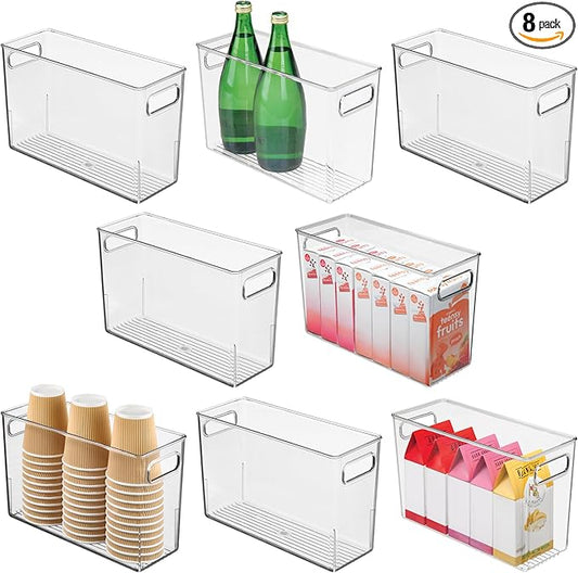 iDesign Tall Plastic Storage Bin with Handles for Fridge or Freezer - Set of 8 - Clear - Made in USA