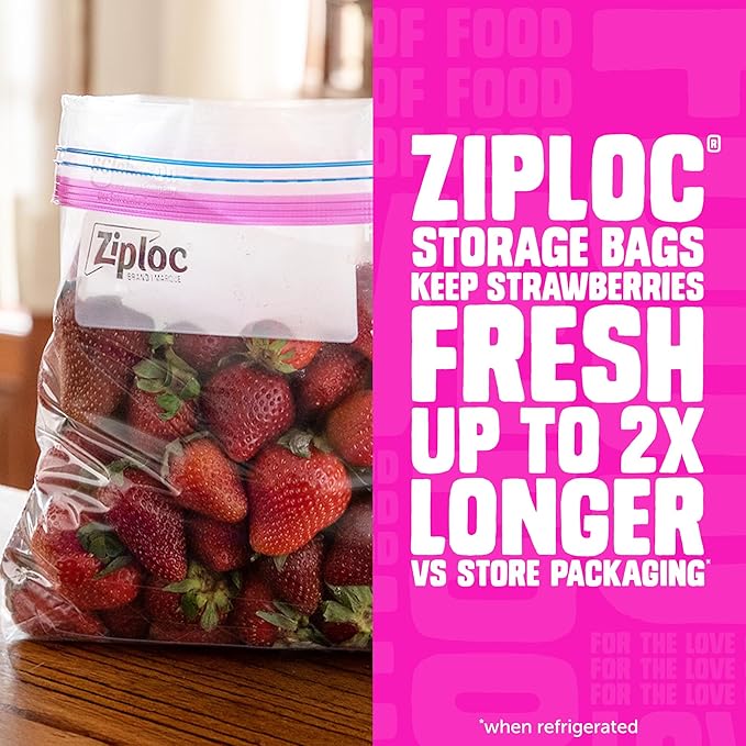 Ziploc Quart Food Storage Bags, Stand-Up Bottom, Easy to Fill, 136 Count (Packaging May Vary)