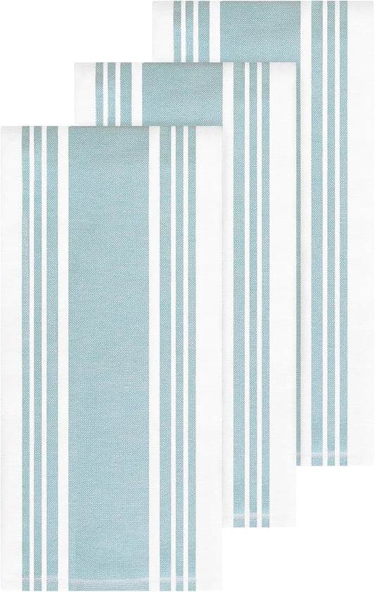 All-Clad Dual-Purpose Kitchen Towels: Highly Absorbent, Super Soft Long Lasting - 100% Cotton, 17"x30" Dish Towels for Cleaning & Drying Dishes, Pans, Glassware, or Countertops, (3-Pack), Rainfall