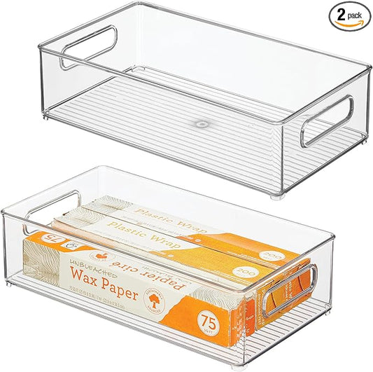 iDesign Stackable Fridge Bin - Storage Bin for Freezer or Pantry, Set of 2, Clear, Made in USA