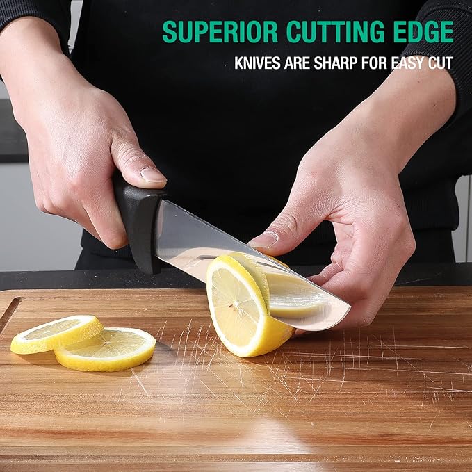 Mossy Oak Kitchen Knife Set, 6 PCS Chef Knives with Roll Bag, Sharp Stainless Steel Camping Knife for Cutting Meat, Fruits & Vegetables, Practical Gifts Knife Set for Women Men Cooking Lovers