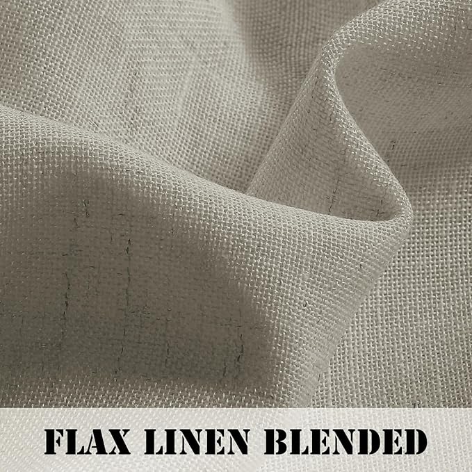 H.VERSAILTEX Linen Curtains Elegant Natural Linen Semi Sheer Curtains Energy Light Filtering Rod Pocket Window Treatments Panels for Living Room (Set of 2, Oatmeal, 52 inch W X 63 inch L)