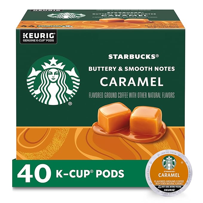 Starbucks K-Cup Coffee Pods, Flavored Hot or Iced Coffee, Caramel, 40 Keurig Pods