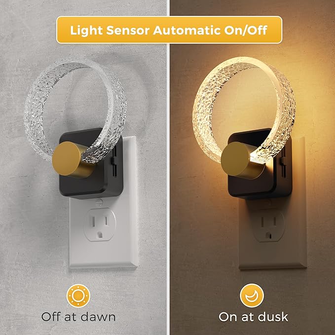 L LOHAS LED Night Lights Plug into Wall, Plug in Night Light with Light Sensor, 3000K Soft White, 0-100LM Brightness Adjustable, Acrylic Nightlight for Bathroom Bedroom Hallway