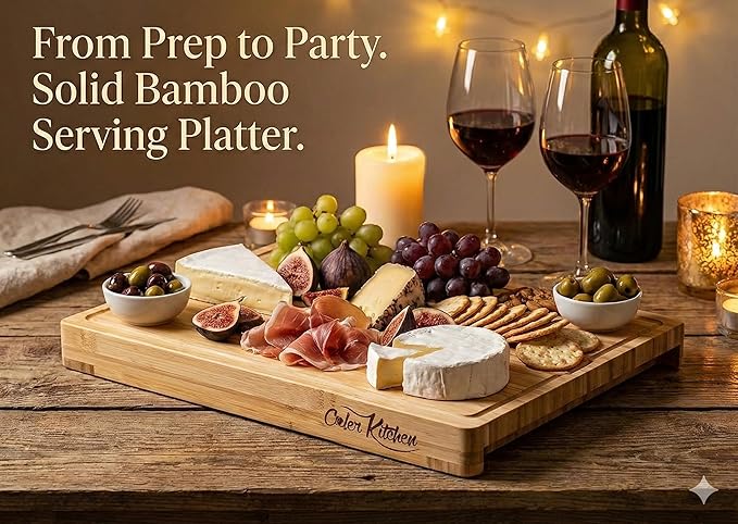 Bamboo Wood Cutting Board Set, Bamboo with 6 Color Coded Flexible Plastic Chopping Mats with Food Icons, Wooden Cutting Boards for Kitchen, Wooden Chopping Board Set Non Toxic Dishwasher Safe
