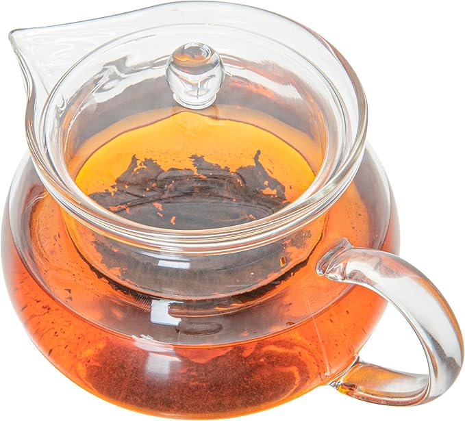 Restaurantware Forma 17 Ounce Glass Teapot 1 Double Wall Glass Tea Kettle - Does Not Chip Reusable Clear Glass Double Wall Teapot Rolled Rim Dishwashable