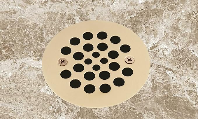 Artiwell 4-1/4“ Shower Strainer Drain Trim Set, Screw-in Shower Strainer Drain Cover, Plastic-Oddities Style Replacement Strainer Grid, Machine & Self-Tapping Screws Included (Champagne Bronze)