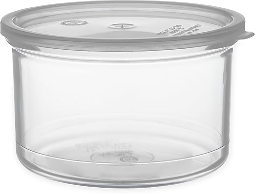 Carlisle FoodService Products Classic Round Storage Container Crock with Lid for Kitchen, Restaurants, Home, Plastic, 1.5 Quarts, Clear