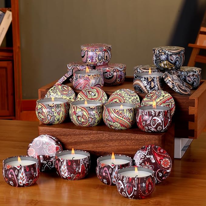 32 Pack Scented Candles Gift Set, Natural Soy Wax Travel Tin Candles for Home Scented, Ideal for Christmas, Birthday, Thanksgiving, Valentines Day Gifts