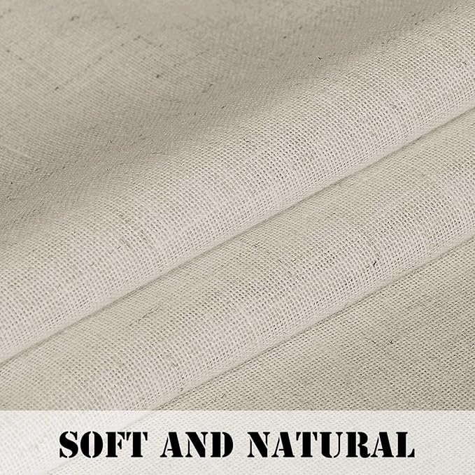 H.VERSAILTEX Pair Set Natural Linen Blended Window Treatment, Rod Pocket Top Premium Soft Rich Light Reducing Curtain Panels for Small Window - 52 inch W X 45 inch L-Angora